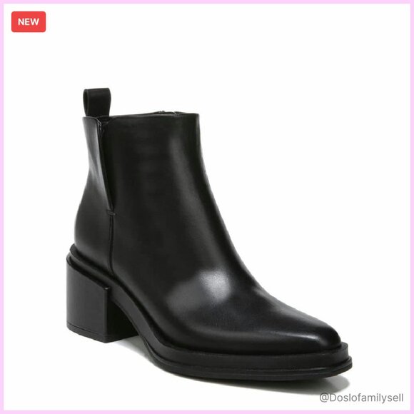 Chic Block Heel Ankle Bootie Premium Leather Western Minimal Elegant